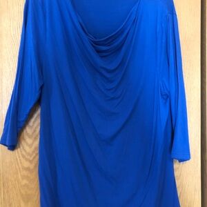 Royal Blue Draped Tunic with Long Sleeves